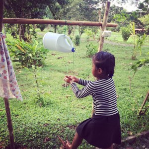 This little girl was one of the first ones to use the demo tippy tap I built about a week before the class.  I wanted to encourage people to want one for themselves by giving them a chance to use it before class. 