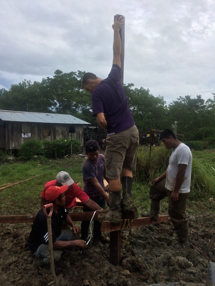 Driving the posts in by hand...and feet