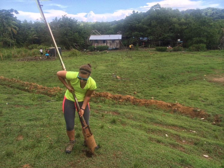 Jess working on the third borehole 
