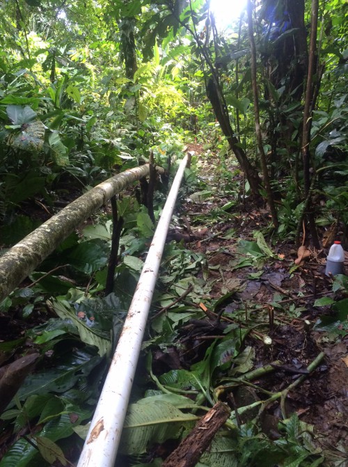 Existing leaky pipe on the left. New pipe (during install) on the right. 